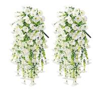 HUWOYG 2 Piezas de eucalipto Artificial Morning Glory Resistente a los Rayos UV, decoración Colgante for el hogar, jardín, Bodas, Uso versátil al Aire Libre para Jardines(White)