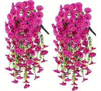 HUWOYG 2 Piezas de eucalipto Artificial Morning Glory Resistente a los Rayos UV, decoración Colgante for el hogar, jardín, Bodas, Uso versátil al Aire Libre para Jardines(Rose Red)