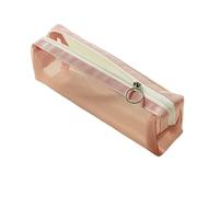 HUWOYG Multifunctional Cosmetic Pencil Bag Mesh Candy Color Makeup Bags Brushes Case Large Capacity Student Clear para Papelería(Pink)