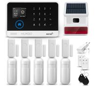 HUXGO® HXA003 Alarma casa con Sirena Solar Exterior WiFi + gsm 4G | Kit Alarma casa inalámbrico con 5X sensores PIR de Movimiento, 5X sensores de Puerta/Ventana | Tuya con Aviso al móvil