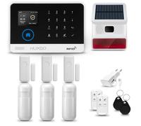 HUXGO® HXA003 Alarma casa con Sirena Solar Exterior WiFi + gsm | Kit Alarma casa inalámbrico con 3X sensores PIR de Movimiento, 3X sensores de Puerta/Ventana | Aplicación Tuya con Aviso al móvil
