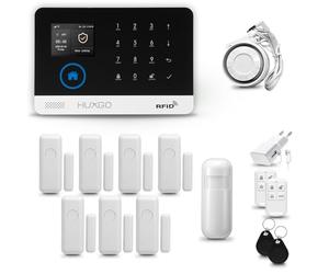 HUXGO® HXA003 Alarmas para casa hogar WiFi + gsm con Sirena | Kit Alarma inalámbrico con 1x Sensor de Movimiento, 7X alarmas de Puerta/Ventana | Alarma Tuya Smart Life