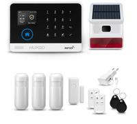 HUXGO® HXA003 Kit Alarma casa WiFi + gsm 4G con Sirena Solar inalámbrico| Alarma hogar Kit con 3X sensores PIR de Movimiento, 1x Sensor de Puerta/Ventana | Control Desde el teléfono