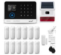 HUXGO® HXA003 Kit Alarma casa WiFi + gsm 4G con Solar Sirena inalámbrico| Alarma hogar Kit con 12x sensores PIR de Movimiento, 1x Sensor de Puerta/Ventana | Control Desde el teléfono
