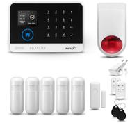 HUXGO® HXA003 Kit Alarma casa WiFi + gsm con Sirena inalámbrico| Alarma hogar Kit con 5X sensores PIR de Movimiento, 1x Sensor de Puerta/Ventana | Control Desde el teléfono