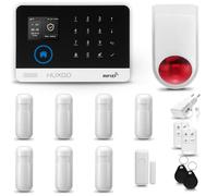 HUXGO® HXA003 Kit Alarma casa WiFi + gsm con Sirena inalámbrico| Alarma hogar Kit con 7X sensores PIR de Movimiento, 1x Sensor de Puerta/Ventana | Control Desde el teléfono