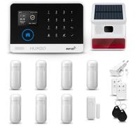 HUXGO® HXA003 Kit Alarma casa WiFi + gsm con Sirena inalámbrico Solar| Alarma hogar Kit con 7X sensores PIR de Movimiento, 1x Sensor de Puerta/Ventana | Control Desde el teléfono