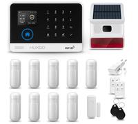HUXGO® HXA003 Kit Alarma casa WiFi + gsm con Sirena Solar inalámbrico| Alarma hogar Kit con 9X sensores PIR de Movimiento, 1x Sensor de Puerta/Ventana | Control Desde el teléfono