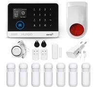 HUXGO, HXA003, Sistema de Alarma inalámbrico con 7 detectores de Movimiento y Segunda Sirena inalámbrica, Módulos: WiFi + gsm 4G, aplicación Tuya Smart, SMS, Control Desde el teléfono, Espańol