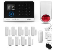 HUXGO® HXA003 Sistema de Alarma inalámbrico con Sirena Exterior WiFi + gsm | Kit Alarma con 1x Sensor de Movimiento, 9X alarmas de Puerta/Ventana | Idioma Español
