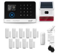 HUXGO® HXA003 Sistema de Alarma inalámbrico con Sirena Solar Exterior WiFi + gsm 4G | Kit Alarma con 1x Sensor de Movimiento, 9X alarmas de Puerta/Ventana | Idioma Español