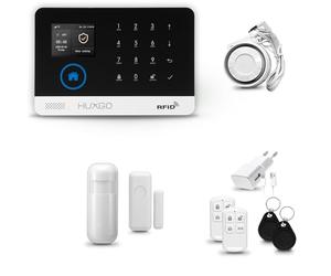 HUXGO® HXA003 Sistema de Alarma para casa WiFi + gsm con Sirena | Alarma hogar Kit con 1x sensores PIR de Movimiento, 1x Sensor de Puerta/Ventana | Control Desde el teléfono