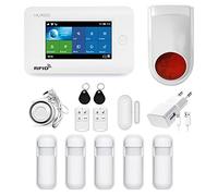 HUXGO, HXA006, Sistema de Alarma inalámbrico con 5 detectores de Movimiento y Segunda Sirena inalámbrica, Módulos: WiFi + gsm 4G, aplicación Tuya Smart, SMS, Control Desde el teléfono, Espańol