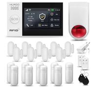 HUXGO® HXA007 Alarma casa con Sirena Exterior Solar WiFi + gsm | Kit Alarma casa inalámbrico con 9X sensores PIR de Movimiento, 9X sensores de Puerta/Ventana | Aplicación Tuya con Aviso al móvil