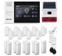 HUXGO® HXA007 Alarma casa con Sirena Exterior WiFi + gsm 4G | Kit Alarma casa inalámbrico con 9X sensores PIR de Movimiento, 9X sensores de Puerta/Ventana | Aplicación Tuya con Aviso al móvil