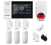 HUXGO® HXA007 Alarma casa con Sirena Exterior WiFi + gsm | Kit Alarma casa inalámbrico con 3X sensores PIR de Movimiento, 3X sensores de Puerta/Ventana | Aplicación Tuya con Aviso al móvil