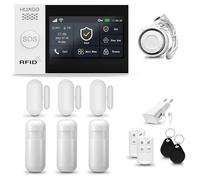 HUXGO® HXA007 Alarma casa con Sirena WiFi + gsm 4G | Kit Alarma casa con 3X sensores PIR de Movimiento, 3X sensores de Puerta/Ventana | Tuya App. con Aviso a movil
