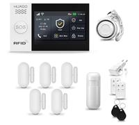 HUXGO® HXA007 Alarmas para casa hogar WiFi + gsm con Sirena | Kit Alarma inalámbrico con 1x Sensor de Movimiento, 5X alarmas de Puerta/Ventana | Alarma Tuya Smart Life