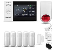 HUXGO® HXA007 Kit Alarma casa WiFi + gsm con Sirena inalámbrico| Alarma hogar Kit con 5X sensores PIR de Movimiento, 1x Sensor de Puerta/Ventana | Control Desde el teléfono