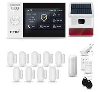 HUXGO® HXA007 Sistema de Alarma inalámbrico con Sirena Exterior WiFi + gsm 4G | Kit Alarma con 1x Sensor de Movimiento, 9X alarmas de Puerta/Ventana | Idioma Español