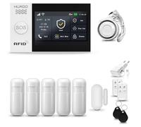 HUXGO® HXA007 Sistema de Alarma para casa WiFi + gsm 4G con Sirena | Alarma hogar Kit con 5X sensores PIR de Movimiento, 1x Sensor de Puerta/Ventana | Control Desde el teléfono