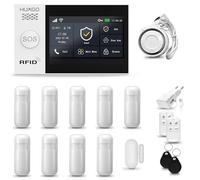 HUXGO® HXA007 Sistema de Alarma para casa WiFi + gsm 4G con Sirena | Alarma hogar Kit con 9X sensores PIR de Movimiento, 1x Sensor de Puerta/Ventana | Control Desde el teléfono