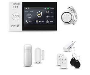 HUXGO® HXA007 Sistema de Alarma para casa WiFi + gsm con Sirena | Alarma hogar Kit con 1x sensores PIR de Movimiento, 1x Sensor de Puerta/Ventana | Control Desde el teléfono