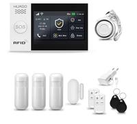 HUXGO® HXA007 Sistema de Alarma para casa WiFi + gsm con Sirena | Alarma hogar Kit con 3X sensores PIR de Movimiento, 1x Sensor de Puerta/Ventana | Control Desde el teléfono