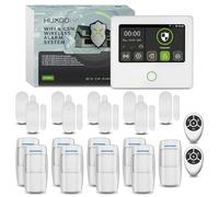 HUXGO® HXA502 Kit Alarma hogar inalámbrica WiFi + gsm 4G con Sirena integrada | Sistema de Seguridad para casa con 9X sensores PIR y 9X sensores Puerta/Ventana | Smart Home Security, menú en Español