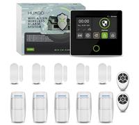 HUXGO® HXA502 Kit Alarma hogar inalámbrica WiFi + gsm 4G con Sirena integrada | Sistema de Seguridad para casa con 5X sensores PIR y 5X sensores Puerta/Ventana | Smart Home Security, menú en Español