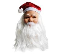 Huxibai Cubierta Facial De Papá Noel,Látex Realista Cosplay Navideño,Cubierta De Cabeza Para Adultos Para Fiestas Con Gorro De Santa | Para Hombres Mujeres Niños Adultos Reunión Familiar Navideña