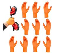 Huxibai Guantes De Látex - Guantes Industriales Naranjas De Material Nitrilo,Manopla Seguridad Protectora Resistente Rasgón Con Superficie Para Mecánica Automotriz Hogar Industrial