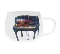 Huxibai Taza De Café De Piano De Vidrio | Tazas Para Amantes de la Música,Taza Multifuncional para Té con Leche, Copa de para Agua, para los Amantes del Vino, del Café, de la Cerveza y de la Música