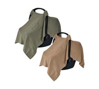 Huxie Denmark - Funda de asiento de coche de muselina para niños y niñas, toldo de asiento de coche 100% algodón orgánico con ajuste perfecto para portabebés, 43 x 31 pulgadas, paquete de 2 (verde