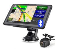 Huxmotor Bluetooth Sat Nav with Reverse Camera Uk European Maps 7 Inch Gps Navigation for Cars Trucks with Postcode Speed Camera Alert Av-in Port Poi