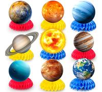 Huxolynifty - Centros de mesa sobre el tema del espacio, 9 planet Honeycomb decoración/Space Party Centerpiece/Solar System Table Topper, sistema solar Honeycomb Centerpieces for Party Tema del