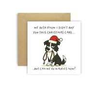 Huxters Divertida tarjeta de Navidad de Dog Border Collie para mamá, papá, padres, perros, tarjetas - We both Know I Didn't Buy You This Card But Can We Go Walkies Now? (Border Collie)