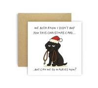 Huxters Divertida tarjeta de Navidad de perro labrador negro para mamá papá perrito padres perros tarjetas - We both Know I Didn't Buy You This Card But Can We Go Walkies Now? (Labrador negro)