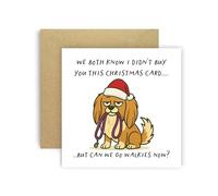 Huxters Divertida tarjeta de Navidad de perro pekinés para mamá papá perrito padres perros tarjetas - We both Know I Didn't Buy You This Card But Can We Go Walkies Now? (Pekinés)