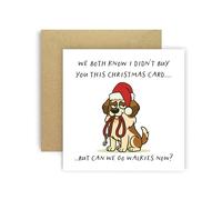 Huxters Divertida tarjeta de Navidad de perro San Bernardo para mamá, papá, perros y padres, tarjetas de perros - We both Know I Didn't Buy You This Card But Can We Go Walkies Now? (San Bernardo)