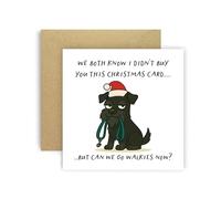Huxters Divertida tarjeta de Navidad de perro Schnauzer en miniatura negro para mamá, papá, padres, perros, tarjetas - We Both Know I Didn't Buy You This Card But Can We Go Walkies Now? (Schnauzer