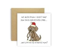 Huxters Divertida tarjeta de Navidad de perro Weimaraner para mamá papá perrito padres perros tarjetas - We both Know I Didn't Buy You This Card But Can We Go Walkies Now? (Weimaraner)