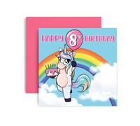 Huxters Magical Unicorn Card de octavo cumpleaos para nia - Tarjeta de feliz cumpleaos para chicas jvenes Tarjetas de cumpleaos para nias para
