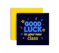 Huxters Tarjeta de buena suerte para la escuela de nueva clase para hijo, hermano, nieto, sobrino, tarjetas de primer día, (NC Boy)
