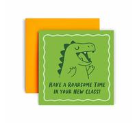 Huxters Tarjeta de clase de escuela nueva de buena suerte, tarjetas de primer día para escuelas, Have a Roarsome Time Dinosaurio, hijo, nieto, nefiuo (dinosaurio)