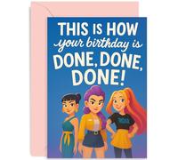 Huxters - Tarjeta de cumpleaños inspirada en K-Pop para niñas, hija, sobrina, hermana, amiga, mejor amiga, "How Your Birthday is Done Done Done", regalo divertido para ella