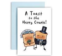 Huxters Tarjeta de felicitación A5 con texto en inglés "A Toast to the Happy Couple", regalo de boda para parejas, divertida tarjeta de felicitación, certificado FSC (novia y novio)