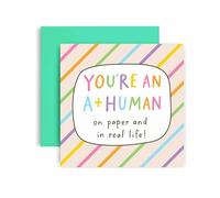 Huxters Tarjeta de felicitación de examen con texto en inglés "You pass Your Exams Well Done Cards You're an A Plus Nerd" (A Plus Human)