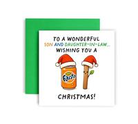 Huxters Tarjeta de Navidad para hijo e nuera - Fantásticas tarjetas de Navidad - Saludos de temporadas divertidas risas de Navidad (hijo e nuera)