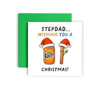 Huxters Tarjeta de Navidad para padrastro y hombres, fantásticas tarjetas de Navidad con palitos de Navidad, saludos de temporadas, risas divertidas de Navidad (padrastro)